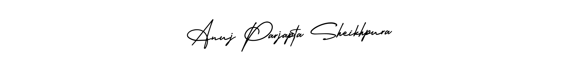 How to make Anuj Parjapta Sheikhpura signature? AmerikaSignatureDemo-Regular is a professional autograph style. Create handwritten signature for Anuj Parjapta Sheikhpura name. Anuj Parjapta Sheikhpura signature style 3 images and pictures png