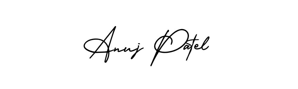 You should practise on your own different ways (AmerikaSignatureDemo-Regular) to write your name (Anuj Patel) in signature. don't let someone else do it for you. Anuj Patel signature style 3 images and pictures png