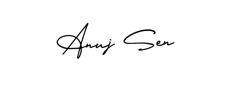 The best way (AmerikaSignatureDemo-Regular) to make a short signature is to pick only two or three words in your name. The name Anuj Sen include a total of six letters. For converting this name. Anuj Sen signature style 3 images and pictures png