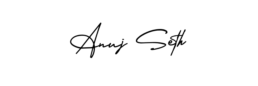 This is the best signature style for the Anuj Seth name. Also you like these signature font (AmerikaSignatureDemo-Regular). Mix name signature. Anuj Seth signature style 3 images and pictures png