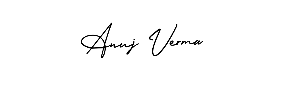 This is the best signature style for the Anuj Verma name. Also you like these signature font (AmerikaSignatureDemo-Regular). Mix name signature. Anuj Verma signature style 3 images and pictures png