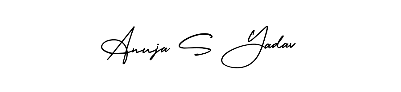 AmerikaSignatureDemo-Regular is a professional signature style that is perfect for those who want to add a touch of class to their signature. It is also a great choice for those who want to make their signature more unique. Get Anuja S Yadav name to fancy signature for free. Anuja S Yadav signature style 3 images and pictures png