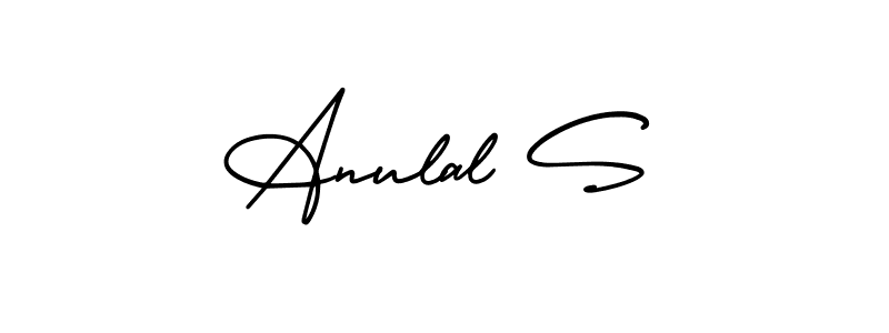 How to make Anulal S name signature. Use AmerikaSignatureDemo-Regular style for creating short signs online. This is the latest handwritten sign. Anulal S signature style 3 images and pictures png