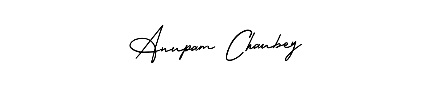 You should practise on your own different ways (AmerikaSignatureDemo-Regular) to write your name (Anupam Chaubey) in signature. don't let someone else do it for you. Anupam Chaubey signature style 3 images and pictures png