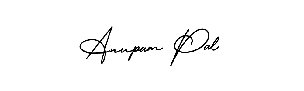 You should practise on your own different ways (AmerikaSignatureDemo-Regular) to write your name (Anupam Pal) in signature. don't let someone else do it for you. Anupam Pal signature style 3 images and pictures png