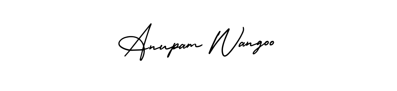 How to make Anupam Wangoo name signature. Use AmerikaSignatureDemo-Regular style for creating short signs online. This is the latest handwritten sign. Anupam Wangoo signature style 3 images and pictures png