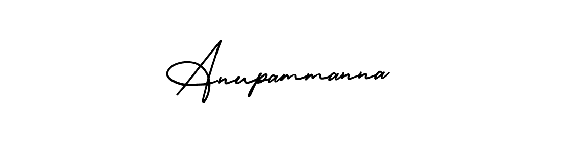 The best way (AmerikaSignatureDemo-Regular) to make a short signature is to pick only two or three words in your name. The name Anupammanna include a total of six letters. For converting this name. Anupammanna signature style 3 images and pictures png