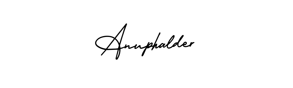 The best way (AmerikaSignatureDemo-Regular) to make a short signature is to pick only two or three words in your name. The name Anuphalder include a total of six letters. For converting this name. Anuphalder signature style 3 images and pictures png