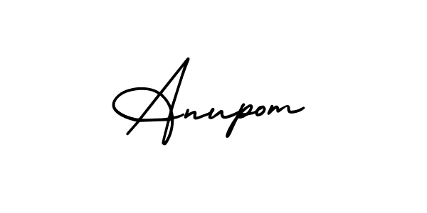 The best way (AmerikaSignatureDemo-Regular) to make a short signature is to pick only two or three words in your name. The name Anupom include a total of six letters. For converting this name. Anupom signature style 3 images and pictures png