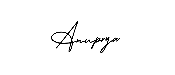 The best way (AmerikaSignatureDemo-Regular) to make a short signature is to pick only two or three words in your name. The name Anuprya include a total of six letters. For converting this name. Anuprya signature style 3 images and pictures png