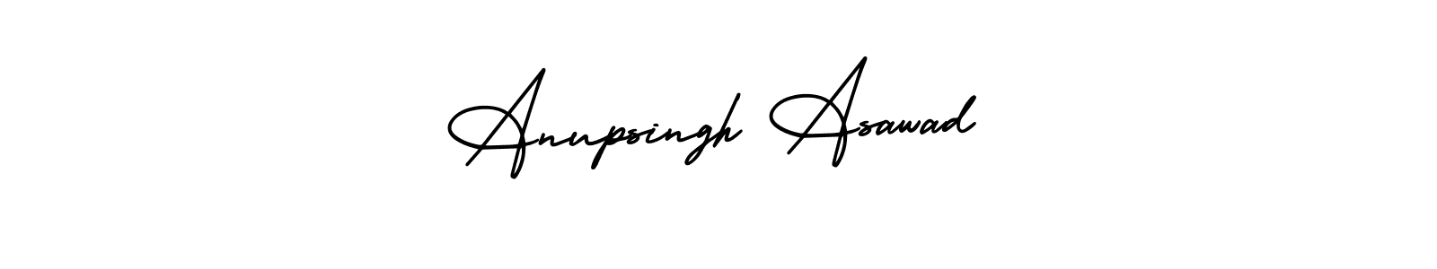 You should practise on your own different ways (AmerikaSignatureDemo-Regular) to write your name (Anupsingh Asawad) in signature. don't let someone else do it for you. Anupsingh Asawad signature style 3 images and pictures png
