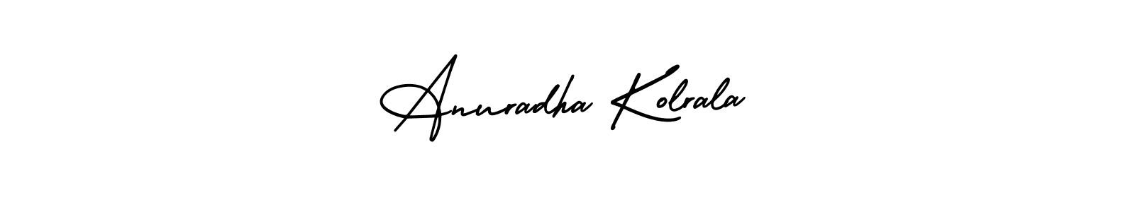 The best way (AmerikaSignatureDemo-Regular) to make a short signature is to pick only two or three words in your name. The name Anuradha Kolrala include a total of six letters. For converting this name. Anuradha Kolrala signature style 3 images and pictures png