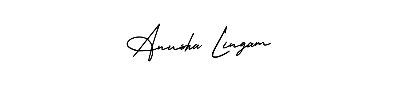 This is the best signature style for the Anusha Lingam name. Also you like these signature font (AmerikaSignatureDemo-Regular). Mix name signature. Anusha Lingam signature style 3 images and pictures png