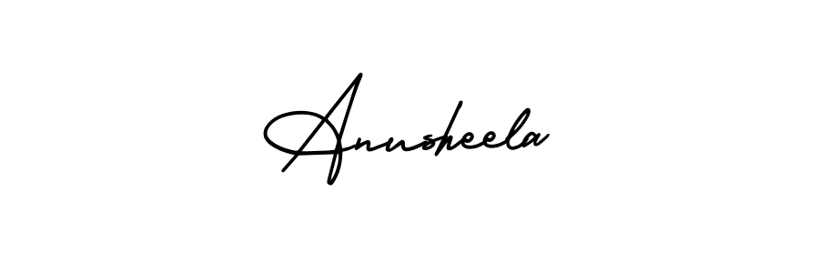 You should practise on your own different ways (AmerikaSignatureDemo-Regular) to write your name (Anusheela) in signature. don't let someone else do it for you. Anusheela signature style 3 images and pictures png