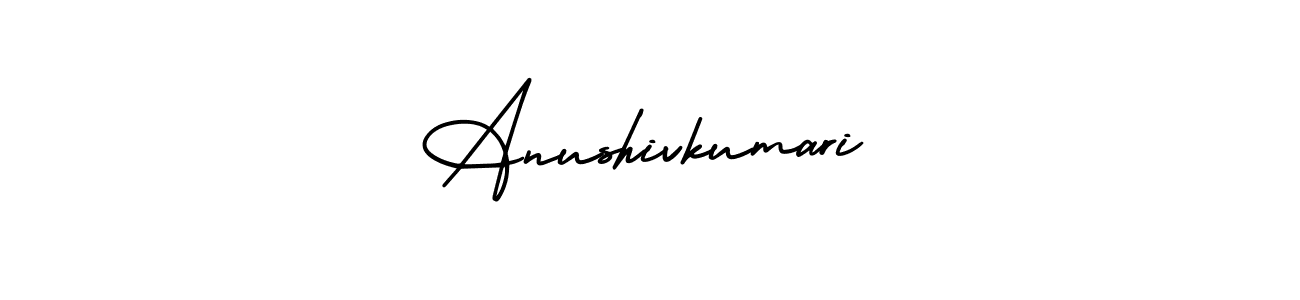 This is the best signature style for the Anushivkumari name. Also you like these signature font (AmerikaSignatureDemo-Regular). Mix name signature. Anushivkumari signature style 3 images and pictures png