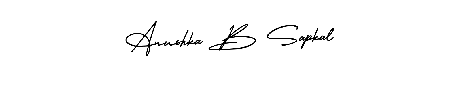 if you are searching for the best signature style for your name Anushka B Sapkal. so please give up your signature search. here we have designed multiple signature styles  using AmerikaSignatureDemo-Regular. Anushka B Sapkal signature style 3 images and pictures png