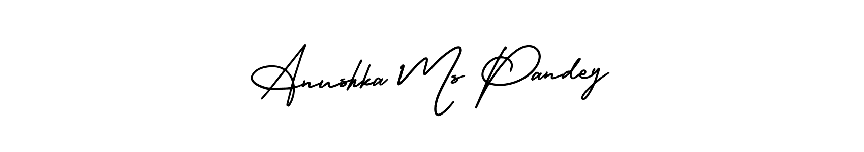This is the best signature style for the Anushka Ms Pandey name. Also you like these signature font (AmerikaSignatureDemo-Regular). Mix name signature. Anushka Ms Pandey signature style 3 images and pictures png