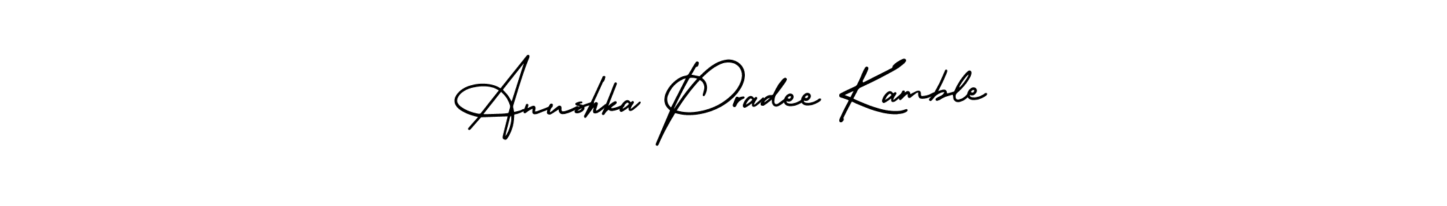 This is the best signature style for the Anushka Pradee Kamble name. Also you like these signature font (AmerikaSignatureDemo-Regular). Mix name signature. Anushka Pradee Kamble signature style 3 images and pictures png