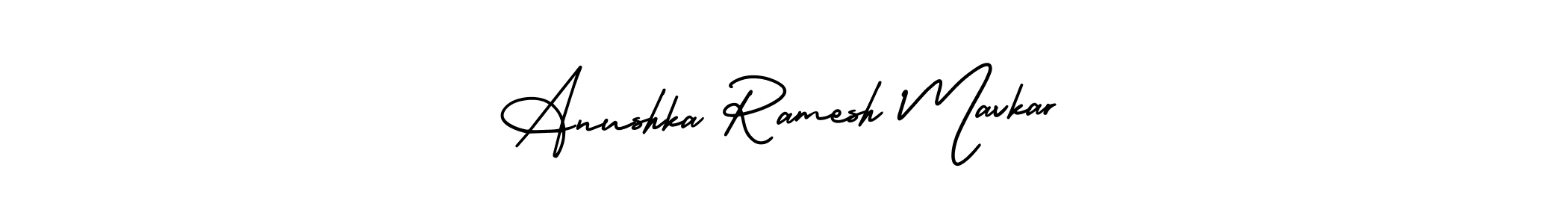 The best way (AmerikaSignatureDemo-Regular) to make a short signature is to pick only two or three words in your name. The name Anushka Ramesh Mavkar include a total of six letters. For converting this name. Anushka Ramesh Mavkar signature style 3 images and pictures png