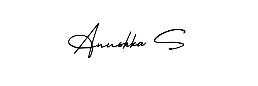 The best way (AmerikaSignatureDemo-Regular) to make a short signature is to pick only two or three words in your name. The name Anushka S include a total of six letters. For converting this name. Anushka S signature style 3 images and pictures png