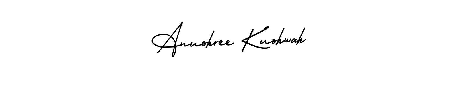 You should practise on your own different ways (AmerikaSignatureDemo-Regular) to write your name (Anushree Kushwah) in signature. don't let someone else do it for you. Anushree Kushwah signature style 3 images and pictures png