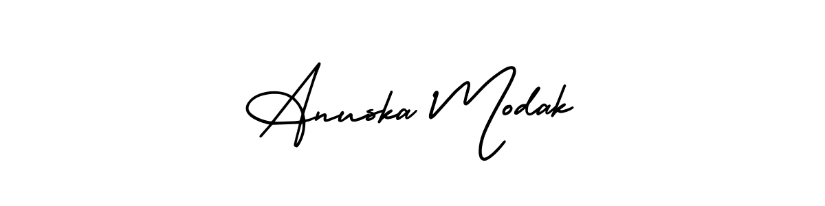 Anuska Modak stylish signature style. Best Handwritten Sign (AmerikaSignatureDemo-Regular) for my name. Handwritten Signature Collection Ideas for my name Anuska Modak. Anuska Modak signature style 3 images and pictures png