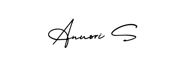 This is the best signature style for the Anusri S name. Also you like these signature font (AmerikaSignatureDemo-Regular). Mix name signature. Anusri S signature style 3 images and pictures png