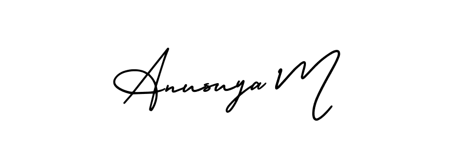 How to make Anusuya M name signature. Use AmerikaSignatureDemo-Regular style for creating short signs online. This is the latest handwritten sign. Anusuya M signature style 3 images and pictures png