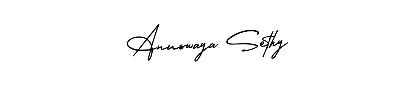 You should practise on your own different ways (AmerikaSignatureDemo-Regular) to write your name (Anuswaya Sethy) in signature. don't let someone else do it for you. Anuswaya Sethy signature style 3 images and pictures png