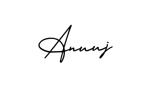 You should practise on your own different ways (AmerikaSignatureDemo-Regular) to write your name (Anuuj) in signature. don't let someone else do it for you. Anuuj signature style 3 images and pictures png