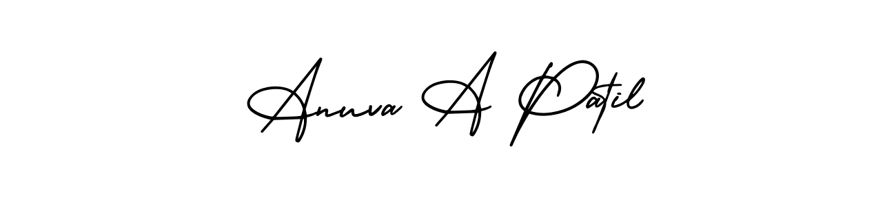 This is the best signature style for the Anuva A Patil name. Also you like these signature font (AmerikaSignatureDemo-Regular). Mix name signature. Anuva A Patil signature style 3 images and pictures png