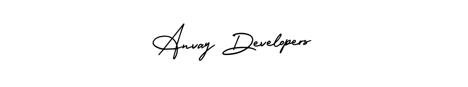 How to make Anvay Developers name signature. Use AmerikaSignatureDemo-Regular style for creating short signs online. This is the latest handwritten sign. Anvay Developers signature style 3 images and pictures png