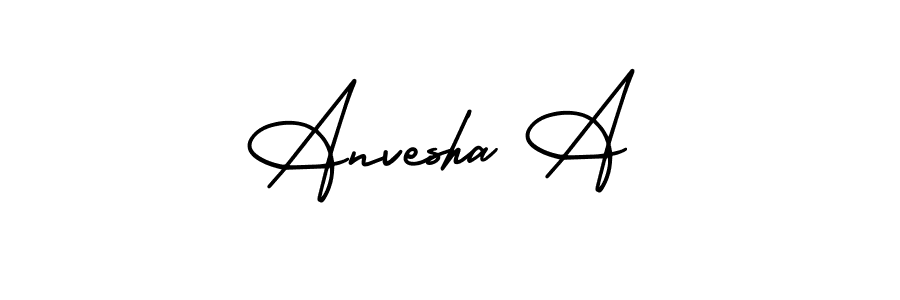 How to make Anvesha A name signature. Use AmerikaSignatureDemo-Regular style for creating short signs online. This is the latest handwritten sign. Anvesha A signature style 3 images and pictures png