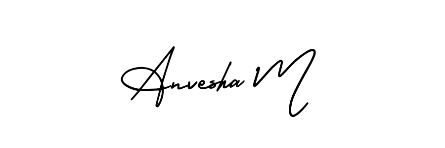 The best way (AmerikaSignatureDemo-Regular) to make a short signature is to pick only two or three words in your name. The name Anvesha M include a total of six letters. For converting this name. Anvesha M signature style 3 images and pictures png