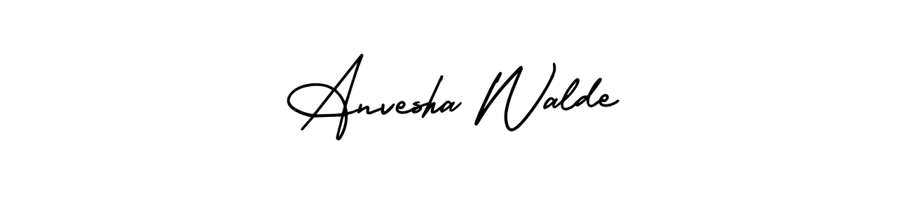 The best way (AmerikaSignatureDemo-Regular) to make a short signature is to pick only two or three words in your name. The name Anvesha Walde include a total of six letters. For converting this name. Anvesha Walde signature style 3 images and pictures png