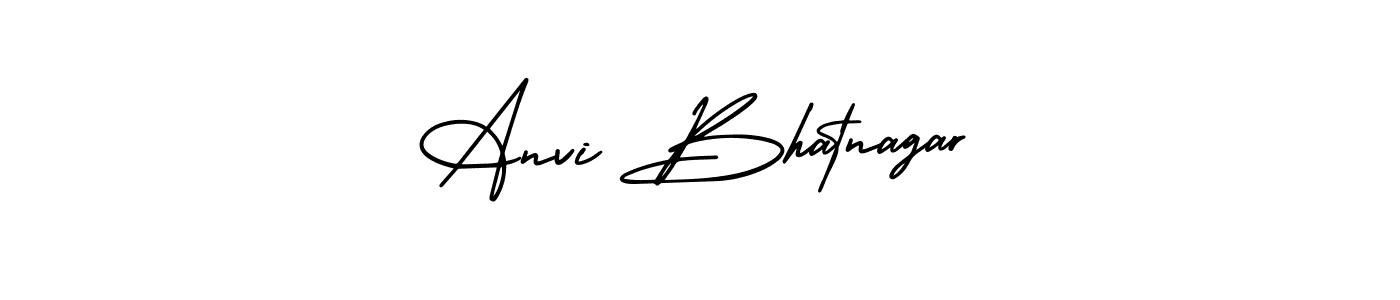 You should practise on your own different ways (AmerikaSignatureDemo-Regular) to write your name (Anvi Bhatnagar) in signature. don't let someone else do it for you. Anvi Bhatnagar signature style 3 images and pictures png