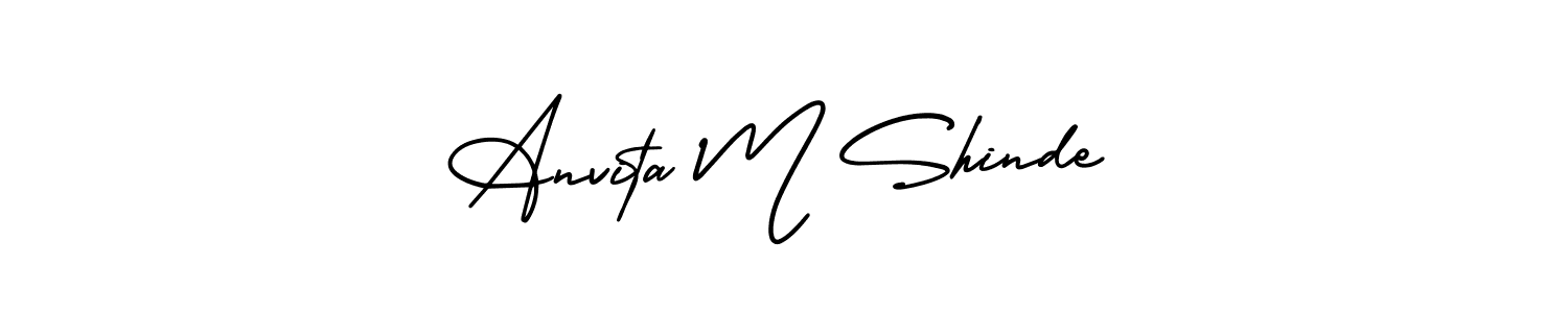 Also You can easily find your signature by using the search form. We will create Anvita M Shinde name handwritten signature images for you free of cost using AmerikaSignatureDemo-Regular sign style. Anvita M Shinde signature style 3 images and pictures png