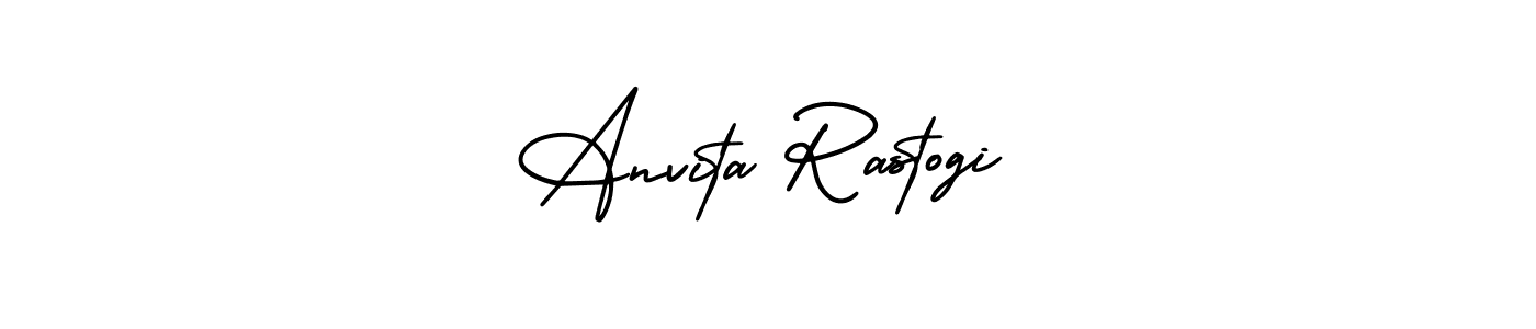 This is the best signature style for the Anvita Rastogi name. Also you like these signature font (AmerikaSignatureDemo-Regular). Mix name signature. Anvita Rastogi signature style 3 images and pictures png