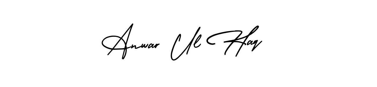 The best way (AmerikaSignatureDemo-Regular) to make a short signature is to pick only two or three words in your name. The name Anwar Ul Haq  include a total of six letters. For converting this name. Anwar Ul Haq  signature style 3 images and pictures png