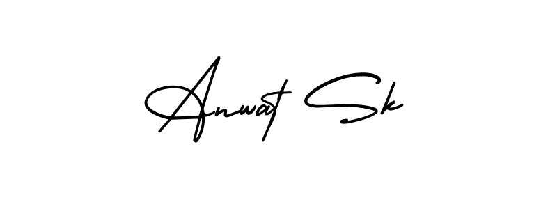 How to make Anwat Sk name signature. Use AmerikaSignatureDemo-Regular style for creating short signs online. This is the latest handwritten sign. Anwat Sk signature style 3 images and pictures png