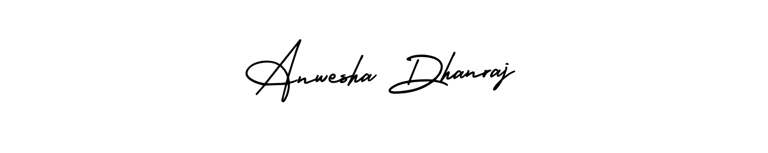 You should practise on your own different ways (AmerikaSignatureDemo-Regular) to write your name (Anwesha Dhanraj) in signature. don't let someone else do it for you. Anwesha Dhanraj signature style 3 images and pictures png