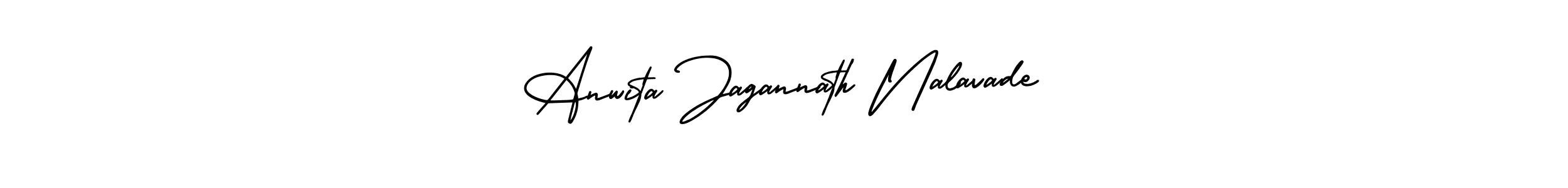 You should practise on your own different ways (AmerikaSignatureDemo-Regular) to write your name (Anwita Jagannath Nalavade) in signature. don't let someone else do it for you. Anwita Jagannath Nalavade signature style 3 images and pictures png