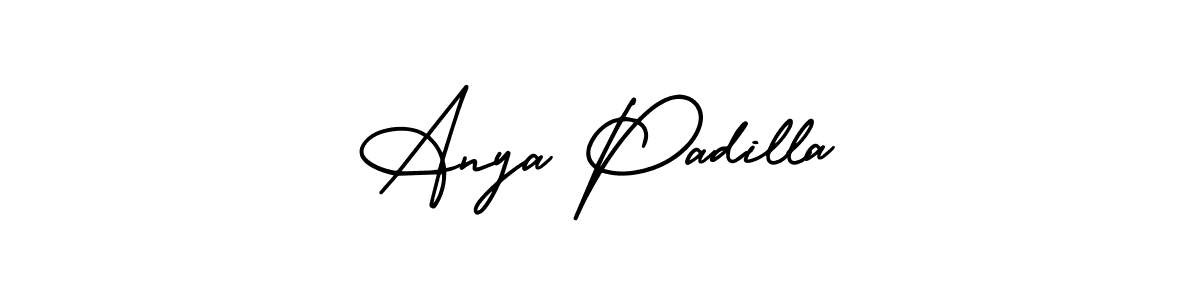 This is the best signature style for the Anya Padilla name. Also you like these signature font (AmerikaSignatureDemo-Regular). Mix name signature. Anya Padilla signature style 3 images and pictures png
