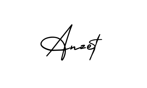 The best way (AmerikaSignatureDemo-Regular) to make a short signature is to pick only two or three words in your name. The name Anzet include a total of six letters. For converting this name. Anzet signature style 3 images and pictures png