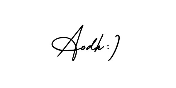 How to make Aodh:) name signature. Use AmerikaSignatureDemo-Regular style for creating short signs online. This is the latest handwritten sign. Aodh:) signature style 3 images and pictures png