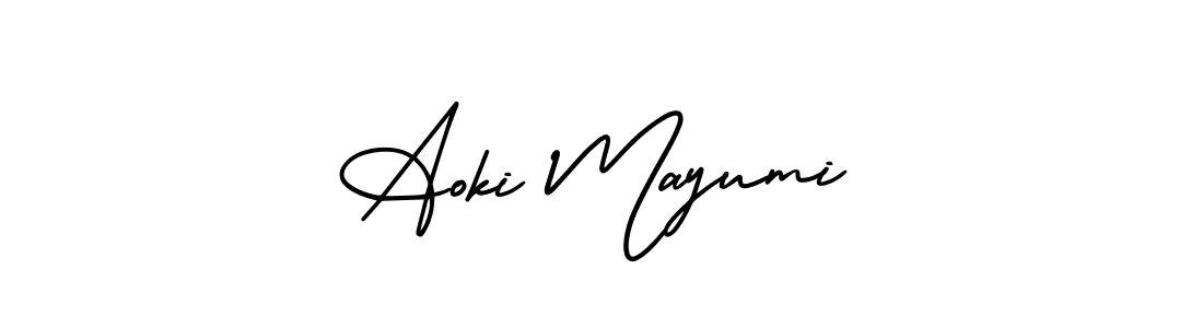 The best way (AmerikaSignatureDemo-Regular) to make a short signature is to pick only two or three words in your name. The name Aoki Mayumi include a total of six letters. For converting this name. Aoki Mayumi signature style 3 images and pictures png