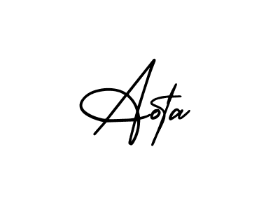 The best way (AmerikaSignatureDemo-Regular) to make a short signature is to pick only two or three words in your name. The name Aota include a total of six letters. For converting this name. Aota signature style 3 images and pictures png