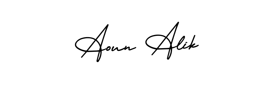 You can use this online signature creator to create a handwritten signature for the name Aoun Alik. This is the best online autograph maker. Aoun Alik signature style 3 images and pictures png