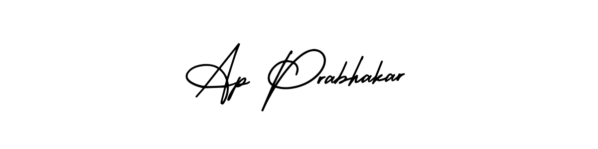 The best way (AmerikaSignatureDemo-Regular) to make a short signature is to pick only two or three words in your name. The name Ap Prabhakar include a total of six letters. For converting this name. Ap Prabhakar signature style 3 images and pictures png