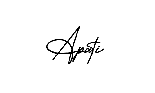 You should practise on your own different ways (AmerikaSignatureDemo-Regular) to write your name (Apati) in signature. don't let someone else do it for you. Apati signature style 3 images and pictures png